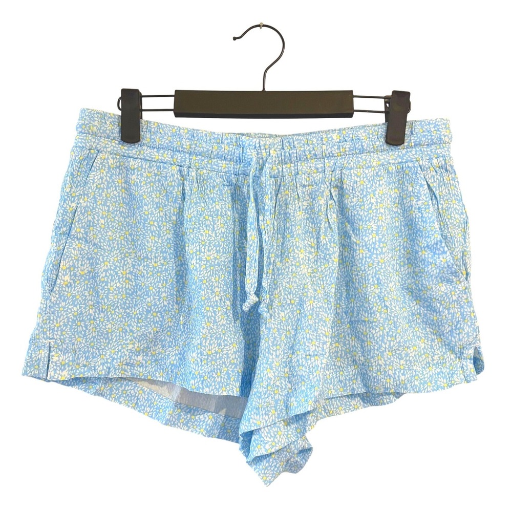 Hurley Light Blue Daisy Floral Print Drawstring Shorts MEDIUM